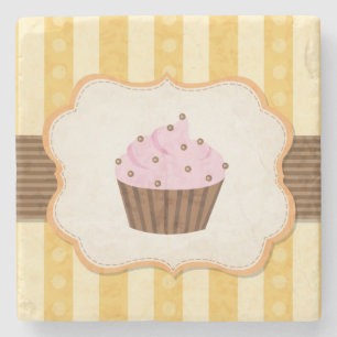 Vintage-Cupcake-Hintergrund Steinuntersetzer