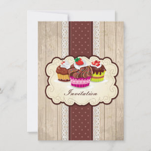Vintage-Cupcakes, Chocolate-Geburtstagsfeier Einladung