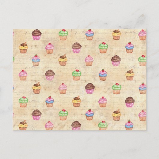 Vintage Cupcakes Postkarte (Vorderseite)