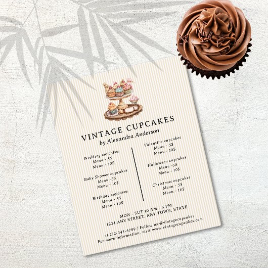 Vintage Cupcakes Retro Bäckerei Konditorei Flyer