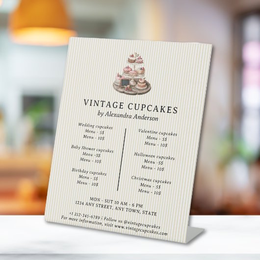 Vintage Cupcakes Retro Bäckerei Konditorei Nachspe Sockelschild