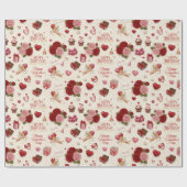Vintage Cupid Floral Birthday Valentine Geschenkpapier (Flach)