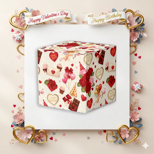 Vintage Cupid Floral Birthday Valentine Geschenkschachtel