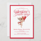 Vintage Cupid Galentine’s Gathering Party Einladung (Vorderseite)