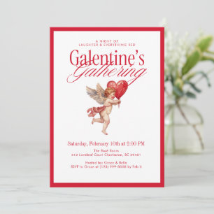 Vintage-Cupid-Galentine's-Treffen-Party Einladung