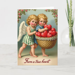 Vintage-Cupid-Herzen-Karte Karte
