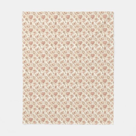Vintage-Cupid-Liebesmuster Fleecedecke (Vorderseite)