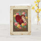 Vintage Cupid Love Valentine Card Karte (Gelbe Blume)