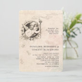 Vintage  Cupid Love Wedding Invitation Einladung (Stehend Vorderseite)