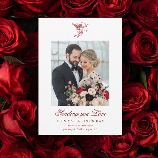 Vintage Cupid Newlyweds Valentine's Day Wedding Karte