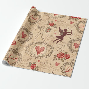 Vintage Cupid-Romantikmuster (3) Geschenkpapier