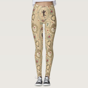 Vintage-Cupid-Romantikmuster Leggings