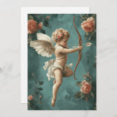 Vintage Cupid und Rose Feiertagskarte (Vorne/Hinten)