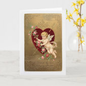 Vintage Cupid Valentine Card Karte (Gelbe Blume)
