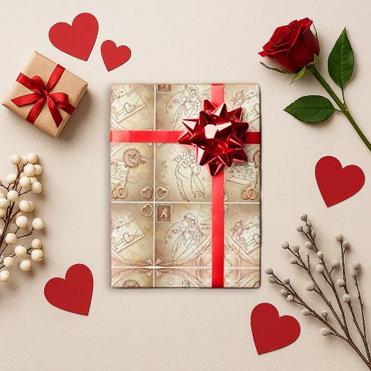 Vintage Cupid Valentine Gift Geschenkpapier