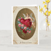 Vintage Cupid Valentine Love Card Karte (Gelbe Blume)