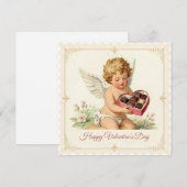 Vintage Cupid – Valentinstag-Stempel-Stil Feiertagskarte (Vorne/Hinten)