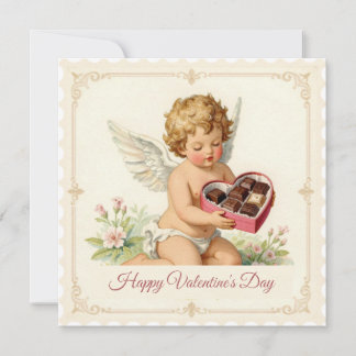 Vintage Cupid – Valentinstag-Stempelstil Feiertagskarte