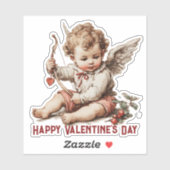 Vintage Cupid With Heart Bow Aufkleber (Blatt)