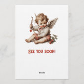 Vintage Cupid With Heart Bow Einladung (Rückseite)