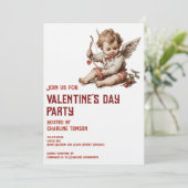 Vintage Cupid With Heart Bow Einladung (Stehend Vorderseite)