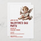 Vintage Cupid With Heart Bow Einladung (Vorne/Hinten)