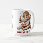 Vintage Cupid With Heart Bow Kaffeetasse (VorderseiteRechts)