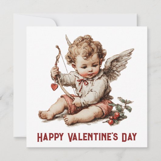 Vintage Cupid With Heart Bow Karte (Vorderseite)