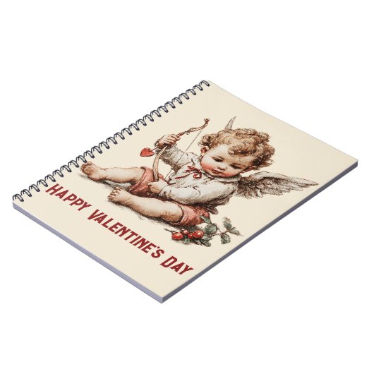 Vintage Cupid With Heart Bow Notizblock (Linke Seite)