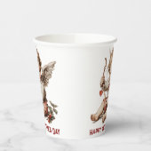 Vintage Cupid With Heart Bow Pappbecher (Links)