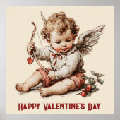 Vintage Cupid With Heart Bow Poster (Vorne)