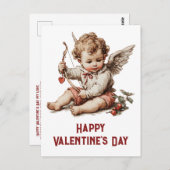 Vintage Cupid With Heart Bow Postkarte (Vorne/Hinten)