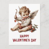 Vintage Cupid With Heart Bow Postkarte (Vorderseite)