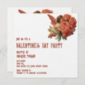 Vintage Cupid with Rose Bouquet Einladung (Vorne/Hinten)