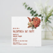 Vintage Cupid with Rose Bouquet Einladung (Stehend Vorderseite)