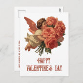 Vintage Cupid with Rose Bouquet Postkarte (Vorne/Hinten)