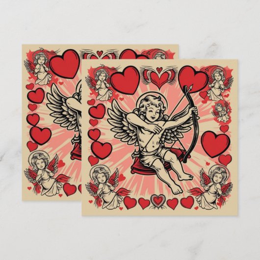 Vintage Cupide-Liebe Einladung (Vorne/Hinten)