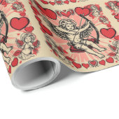 Vintage Cupide-Liebe Geschenkpapier (Rolleneckpunkt)