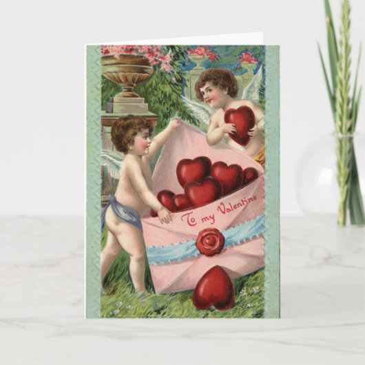 Vintage Cupids Valentine Feiertagskarte (Vorderseite)