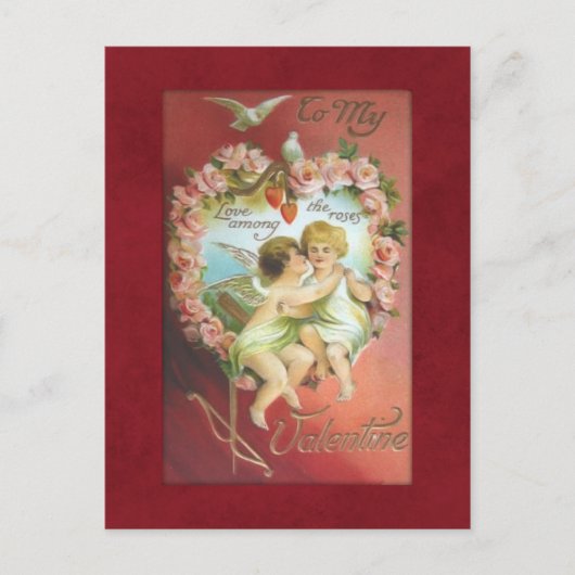 Vintage Cupids Valentine Postkarte (Vorderseite)