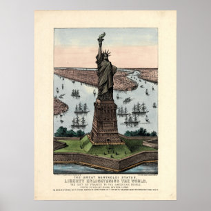 Vintage Currier & Ives Statue of Liberty Poster