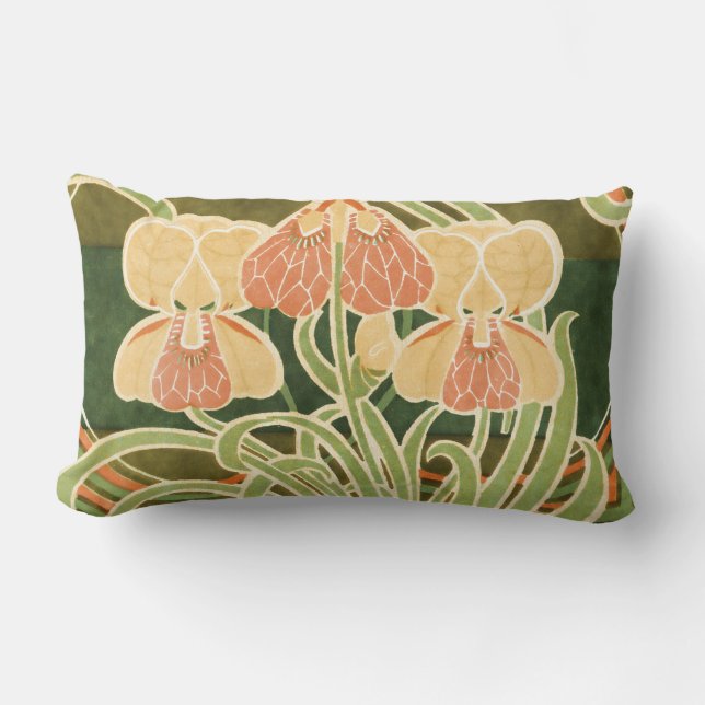 Vintage Curvy Blumenkunst Nouveau Lendenkissen (Vorderseite)