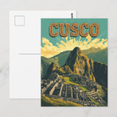 Vintage Cusco Peru Reiseplakat Ruinen Postkarte (Vorne/Hinten)