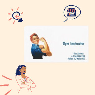 Vintage-Custom-Blau-Foto-Gym-Inderktorin Visitenkarte