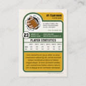 Vintage Custom Football Trading Card, Green Player Telefonnummerkarte (Rückseite)