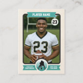 Vintage Custom Football Trading Card, Teal Player Telefonnummerkarte (Vorderseite)