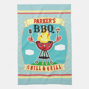 Vintage Custom Name Barbeque BBQ Handtuch