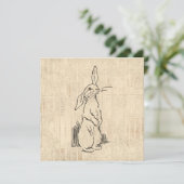 Vintage Cute Bunny Rabbit Art Script Background Karte (Stehend Vorderseite)
