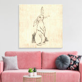 Vintage Cute Bunny Rabbit Art Script Background Leinwanddruck (Insitu (Wohnzimmer))