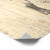 Vintage Cute Bunny Rabbit Art Script Background Poster (Ecke)